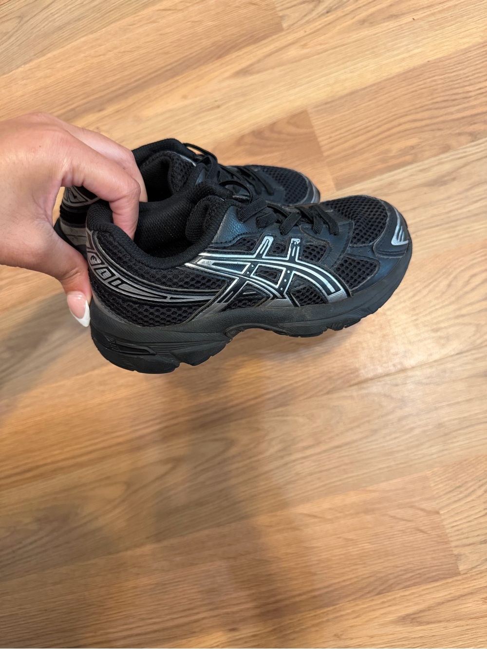 ASICS Kids Black Sneakers with Silver Accents